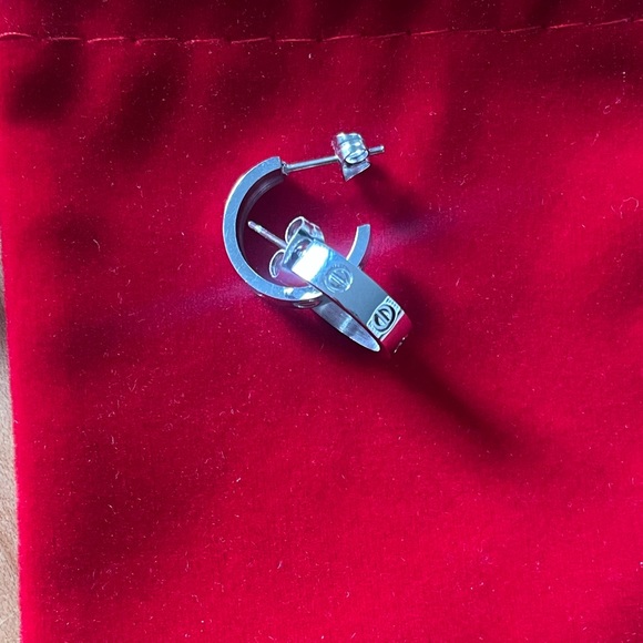 Silver Love Hoop Earrings - Picture 2 of 9